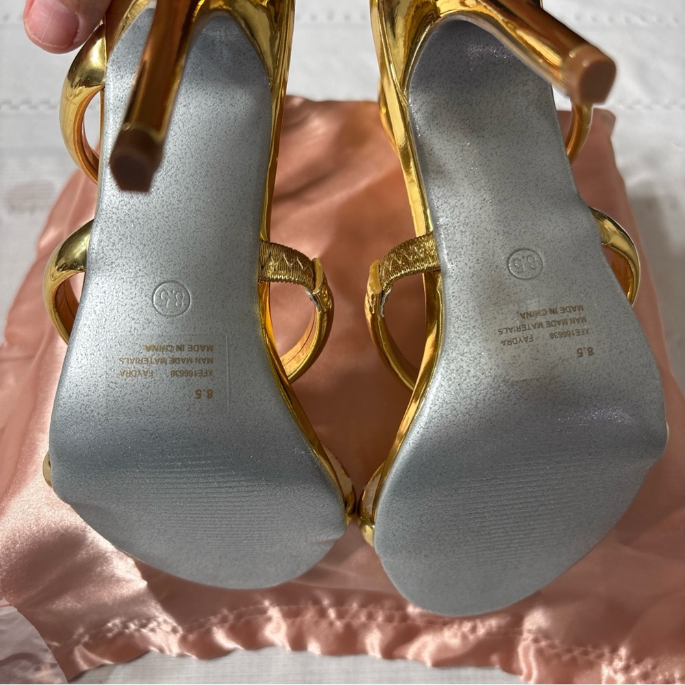 New Cape Robbin Gold Metallic Spiral Strap High Heel Sandals - Women’s 8.5 - Picture 9 of 10
